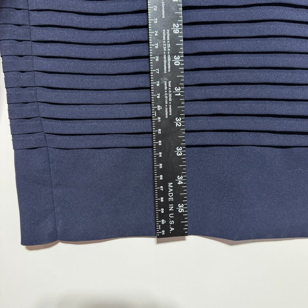 J. Crew Navy Short Sleeve Pin Tuck Pleated Chiffon Fully Lined Shift Dress Size4 - Picture 3 of 5